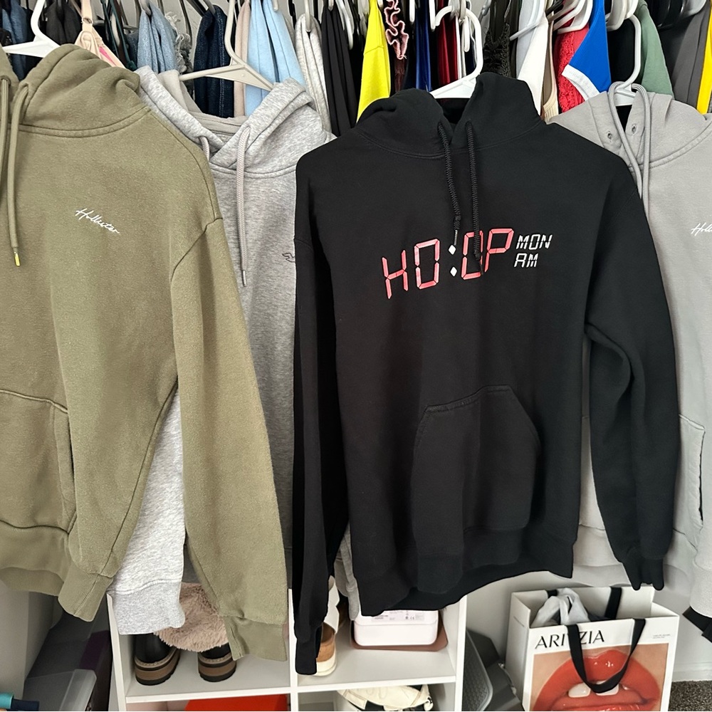 3 Hollister Hoodies and 1 basketball hoodie
